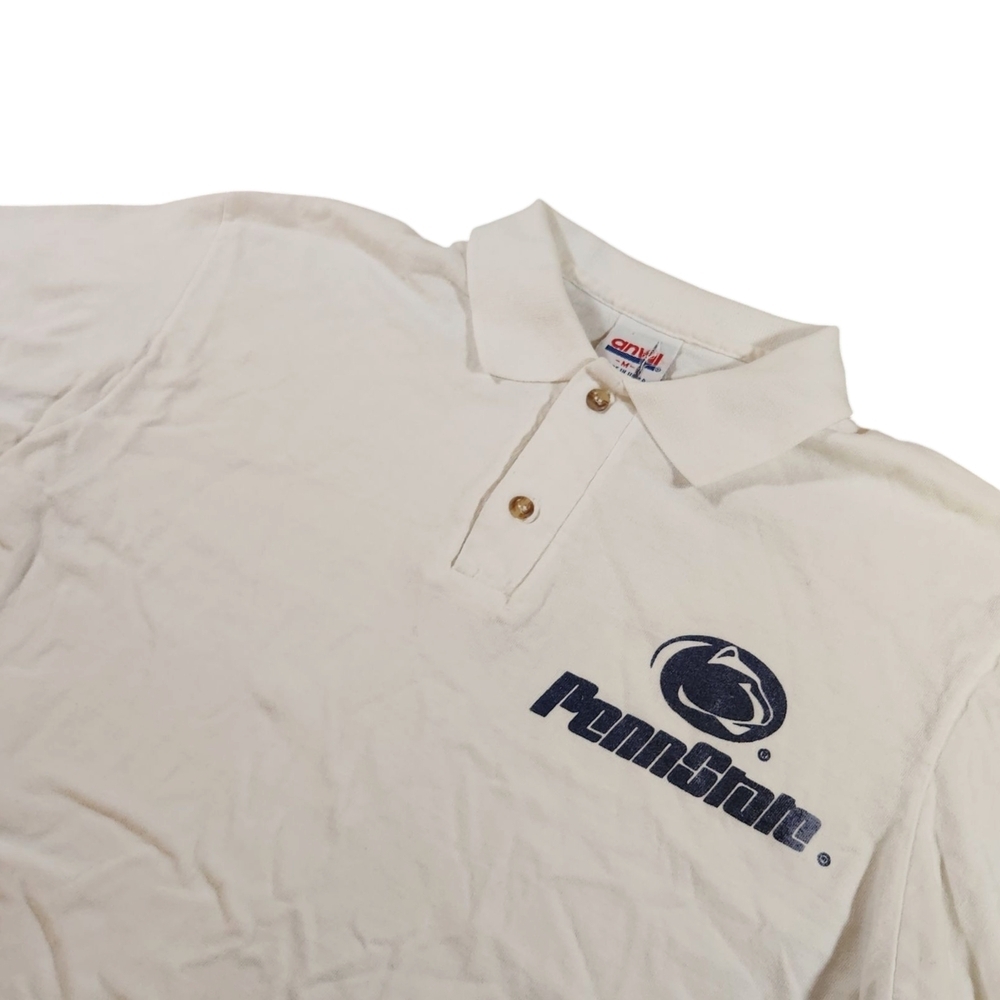 Vintage Penn State Nittany Lions Polo Shirt Size M White Anvil USA Tag 90s Y2K